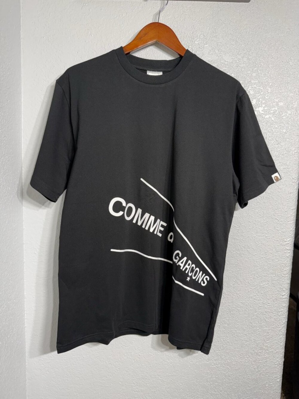 BAPE Comme des Garçons Black Diagonal Logo T-Shirt L